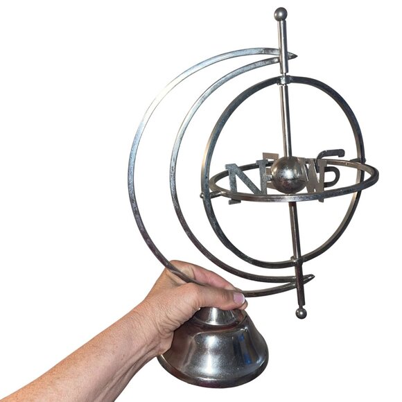 MCM Vintage Armillary W S E N World Globe Directional Metal Sphere Display - Picture 6 of 8